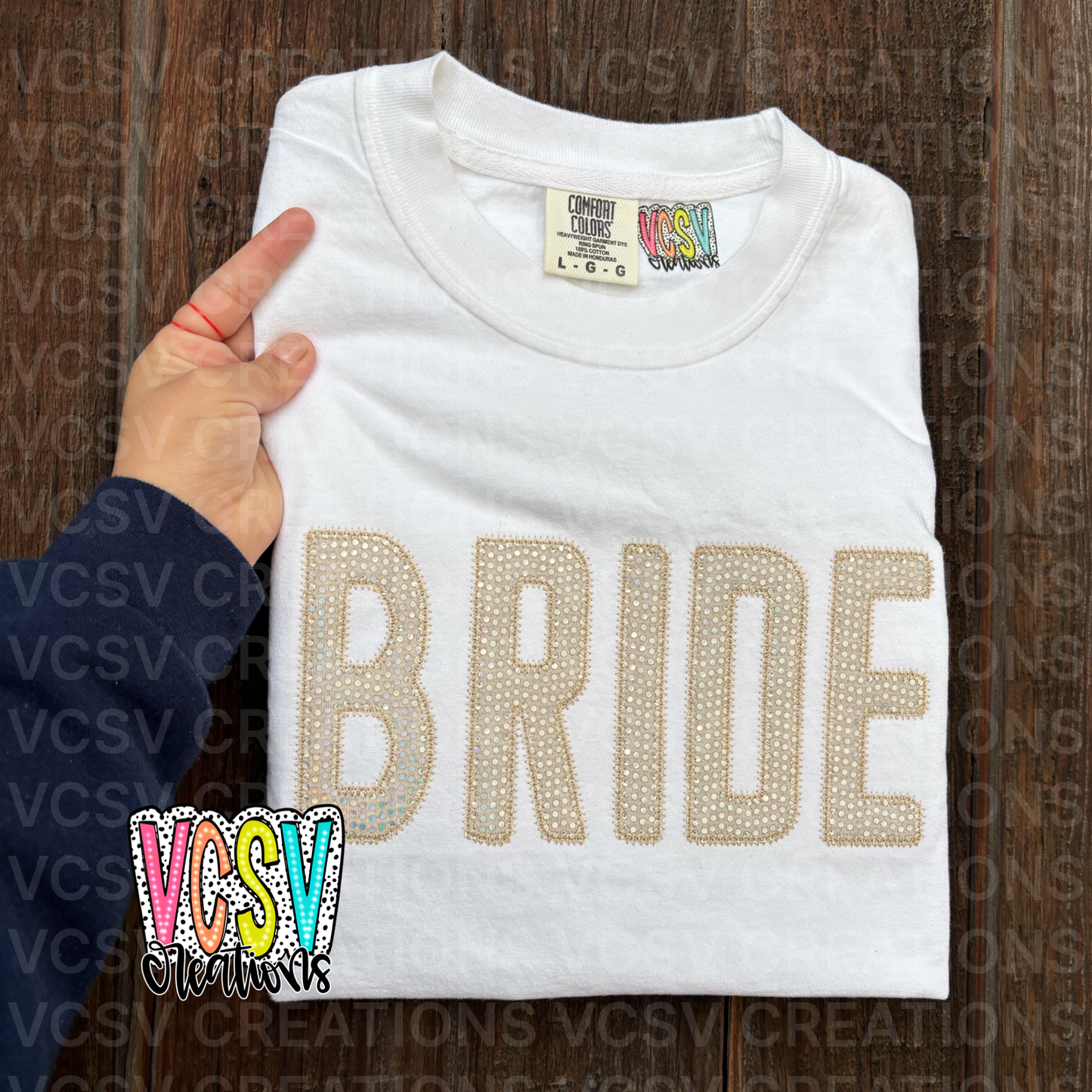 Bride - champagne disco appliqué embroidery