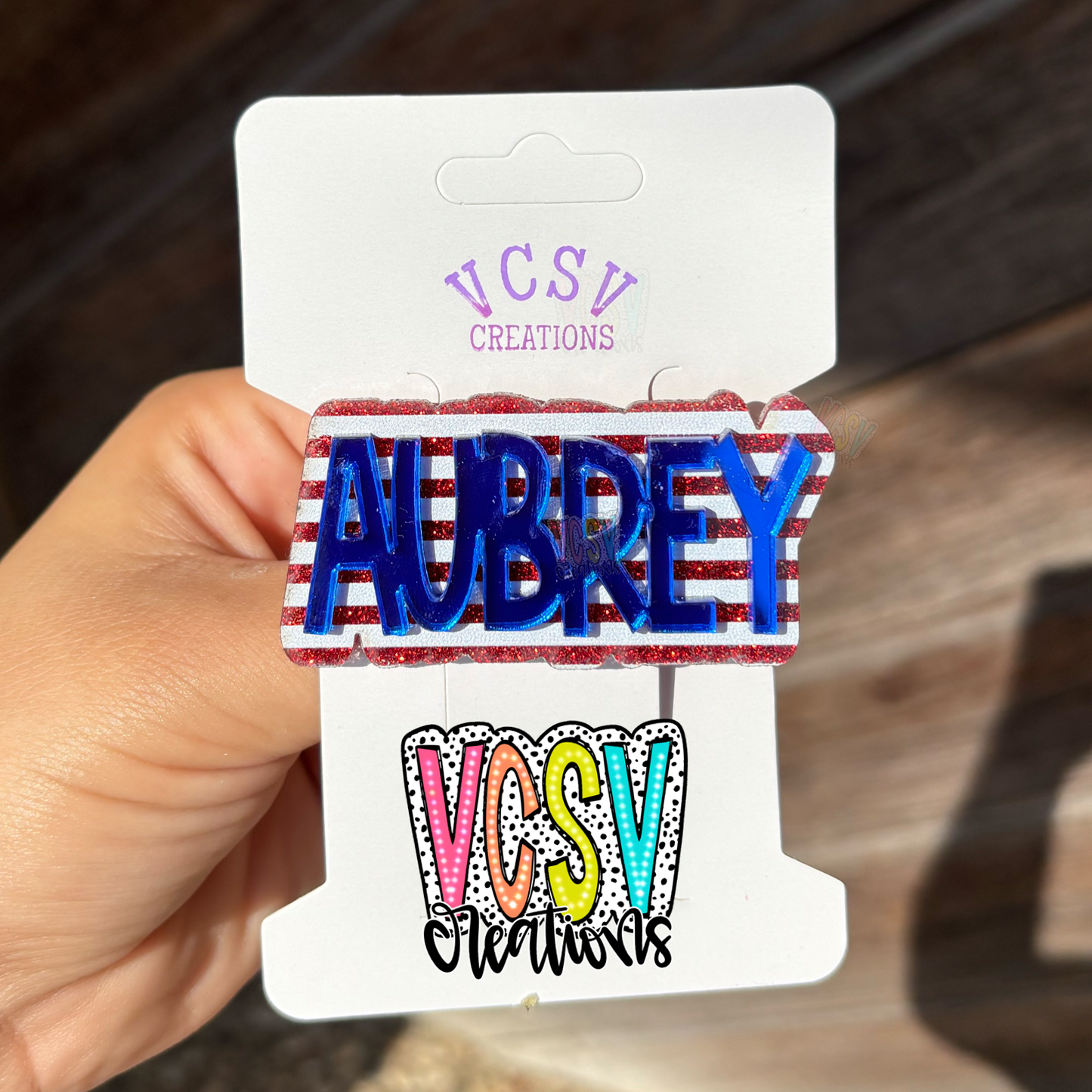 Red striped Hair Clip