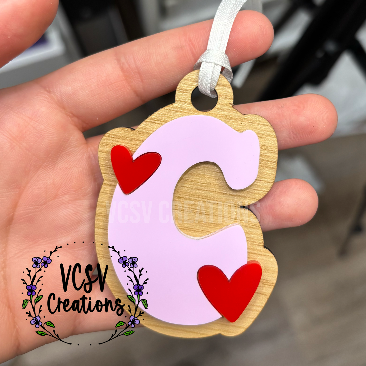 Letter with Hearts Basket Tag