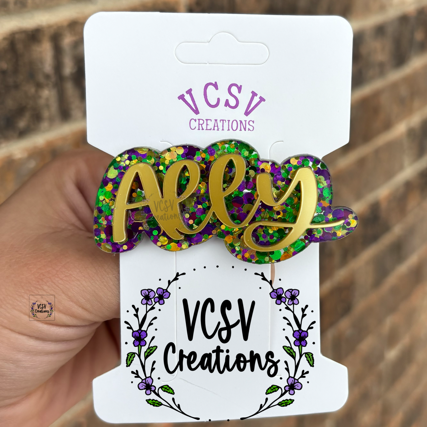 Mardi Gras hair clip