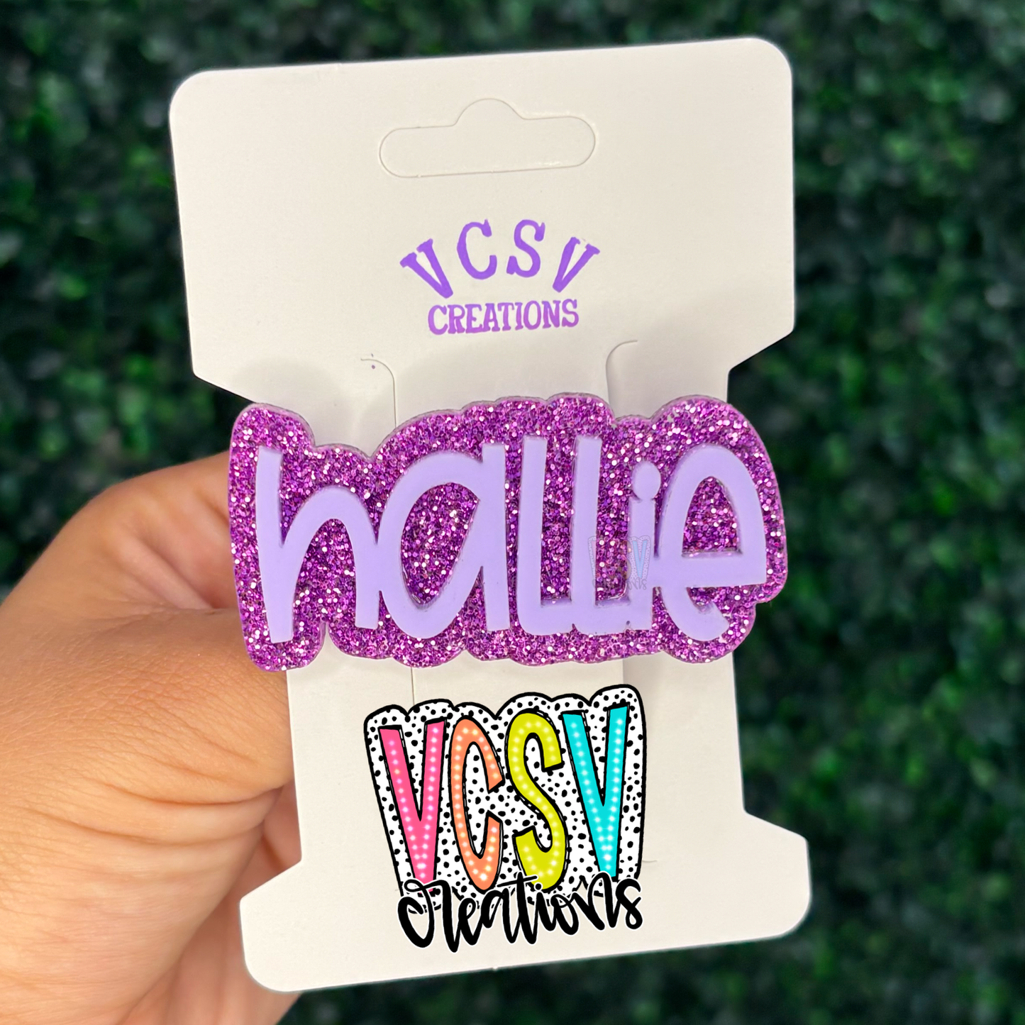 Neon purple glitter + lavender Hair Clip
