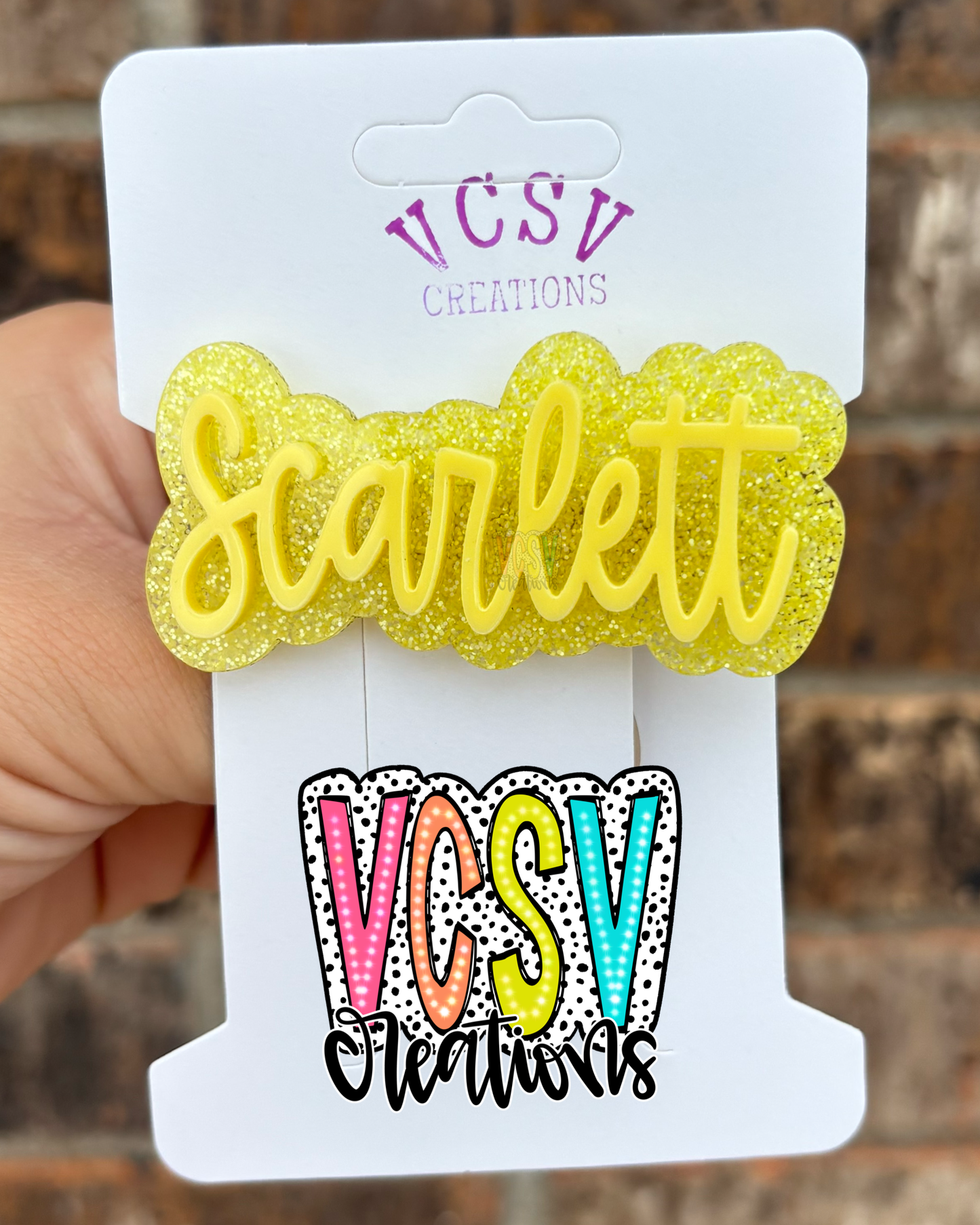 Yellow Glitter hair clip