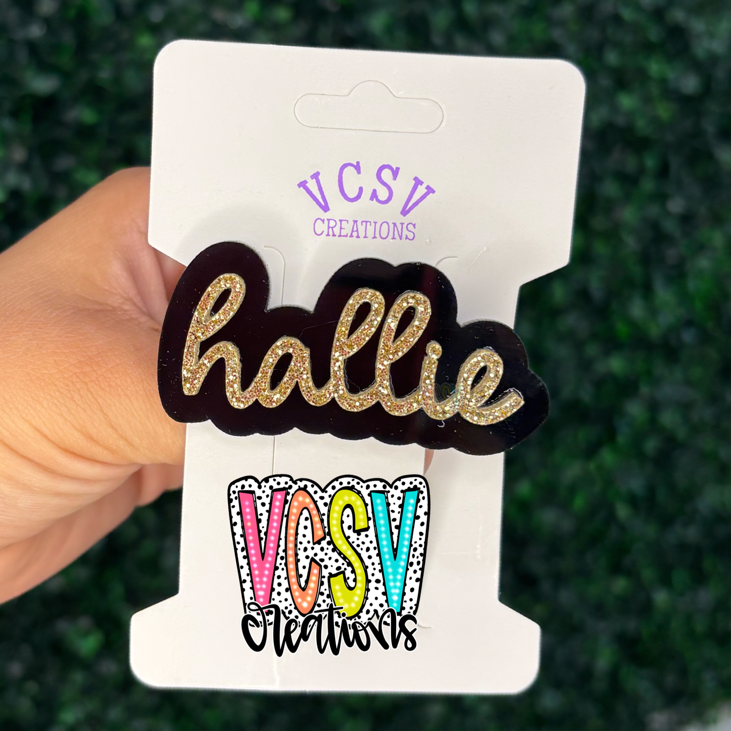 Black + gold glitter Hair Clip