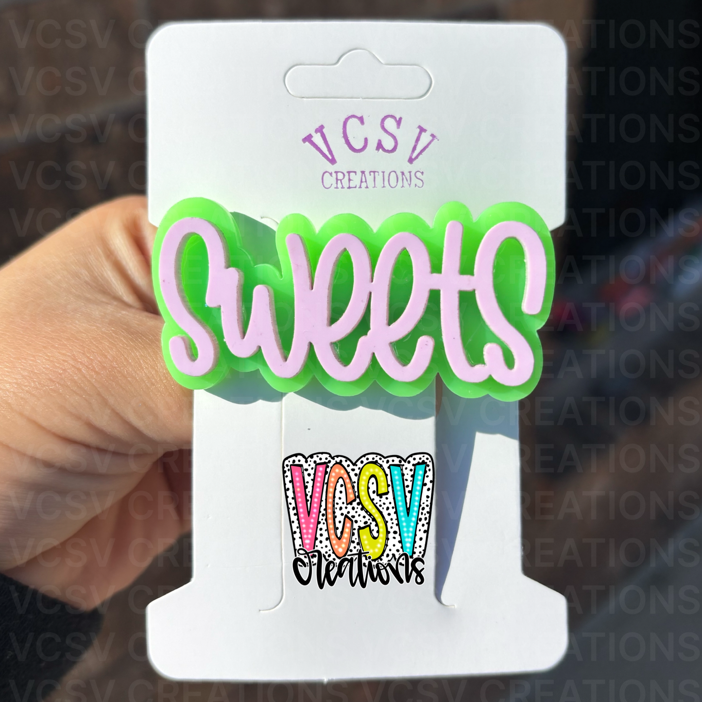 Neon bright green + pastel purple hair clip