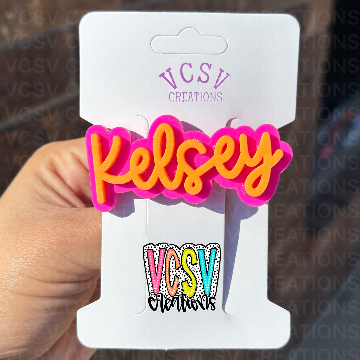 Electric pink + electric orange hair clip