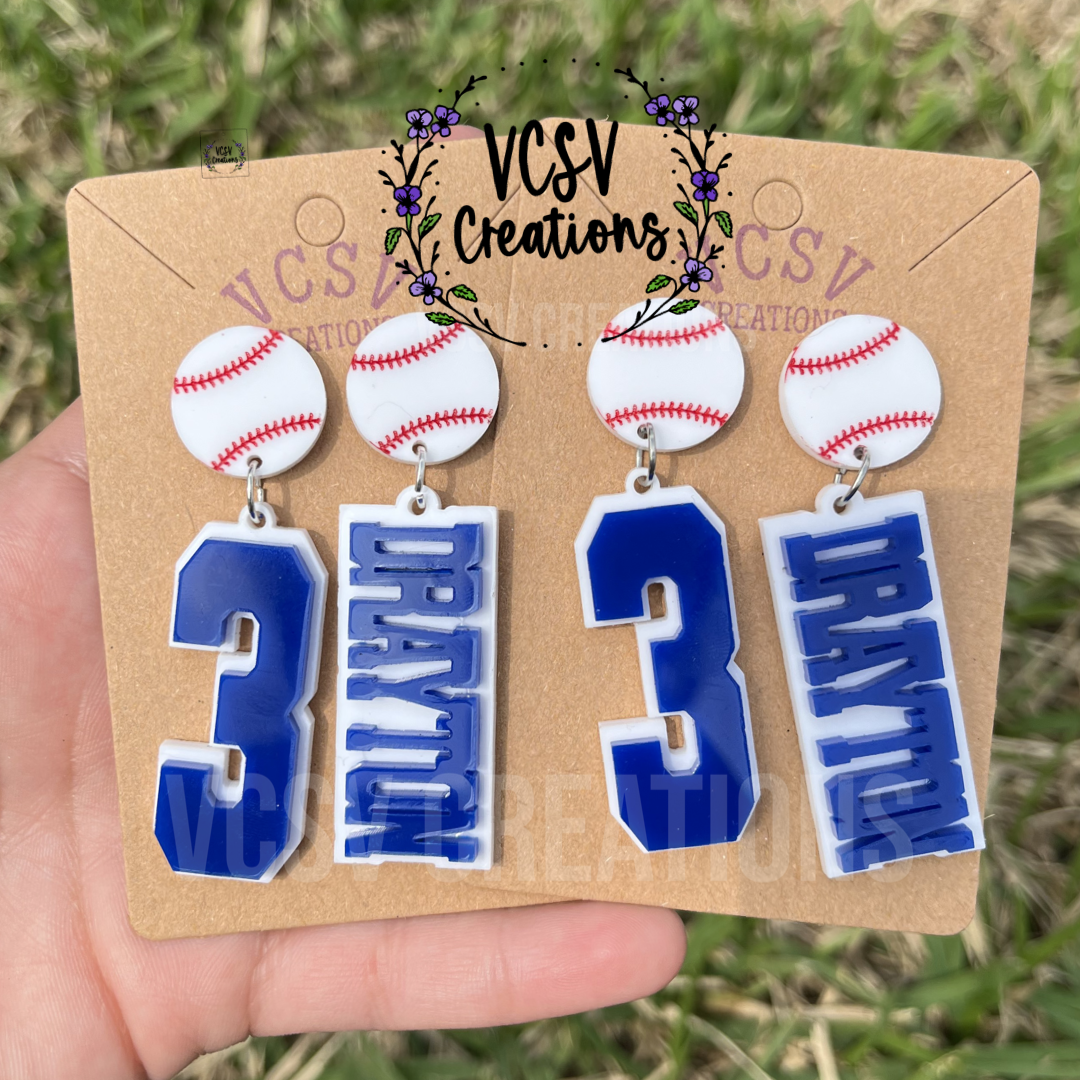 Custom Name/# earrings