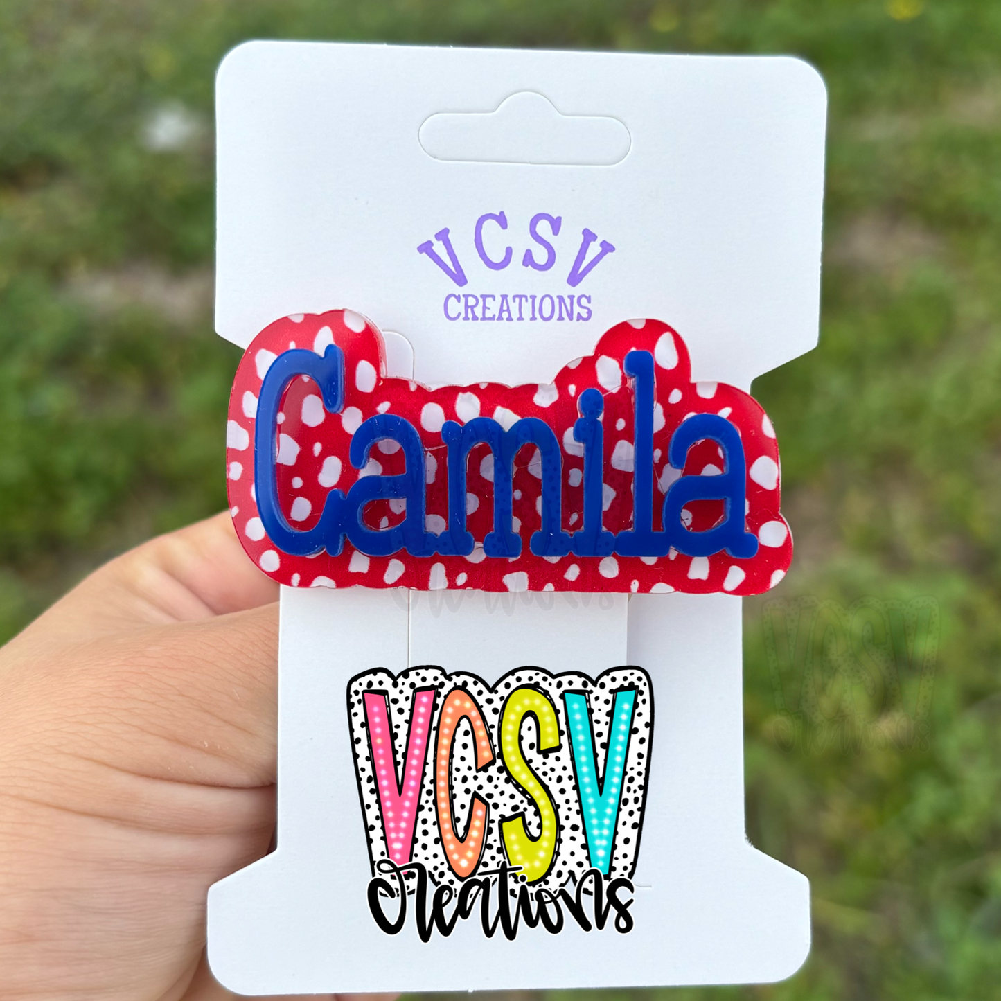 Red Spotted Hair Clip
