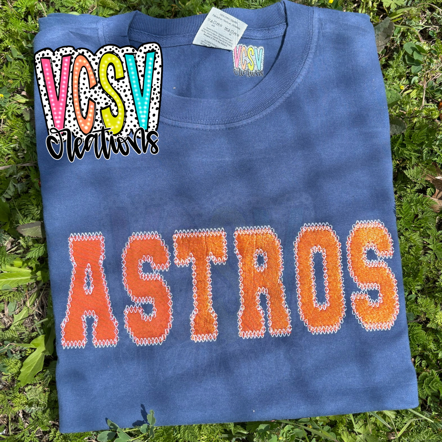 Astros Orange shine appliqué
