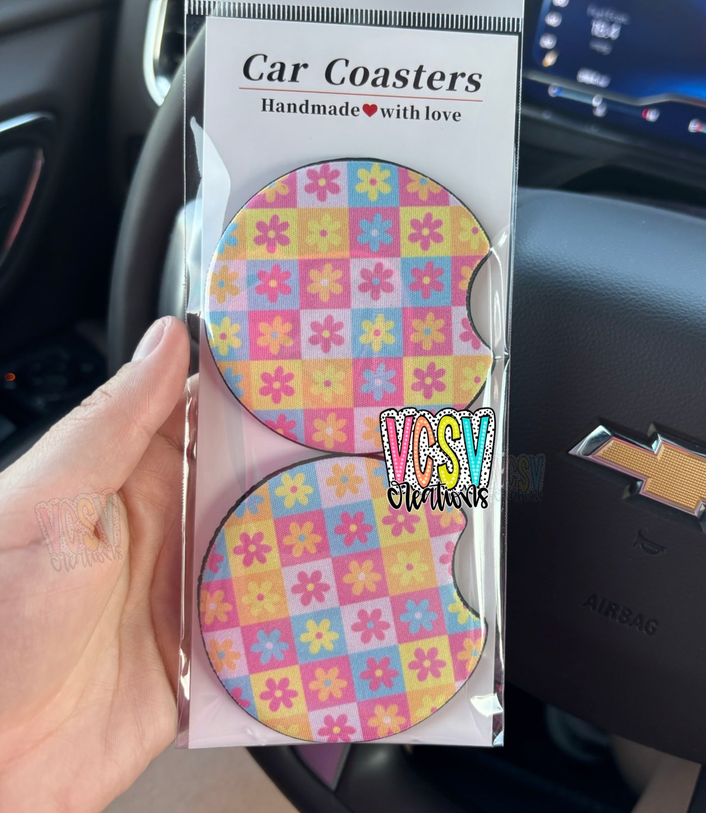 Flower Checkered Coasters