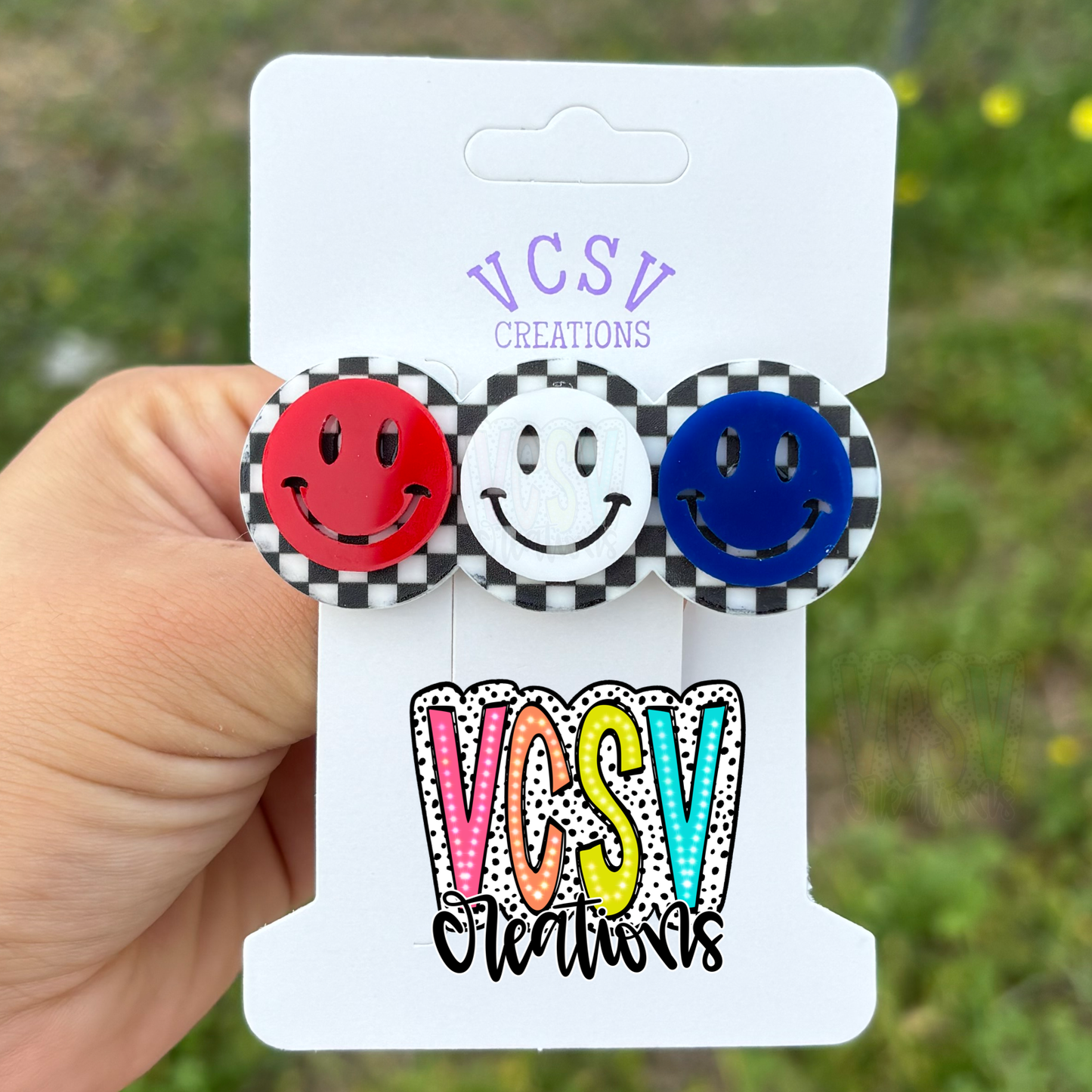 RWB Smiley face Hair Clip