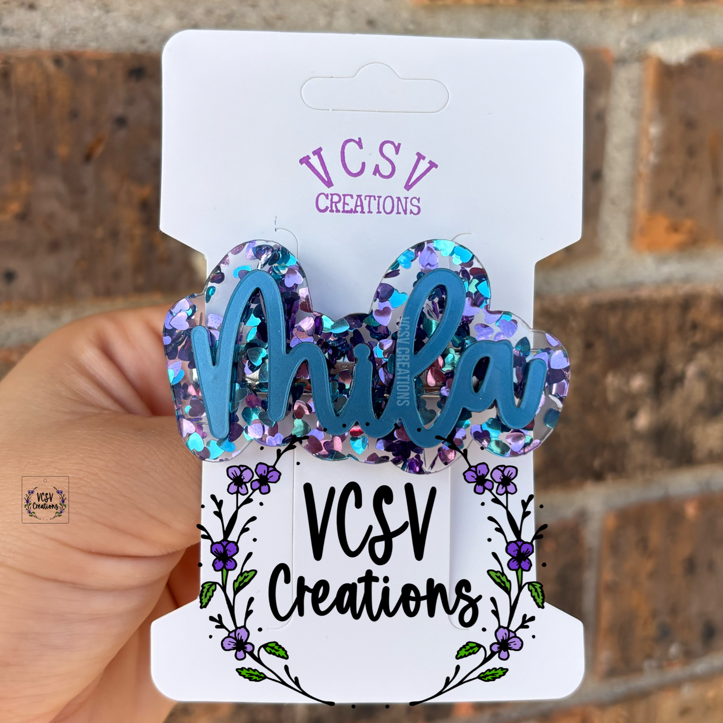Purple/Teal Heart Clip