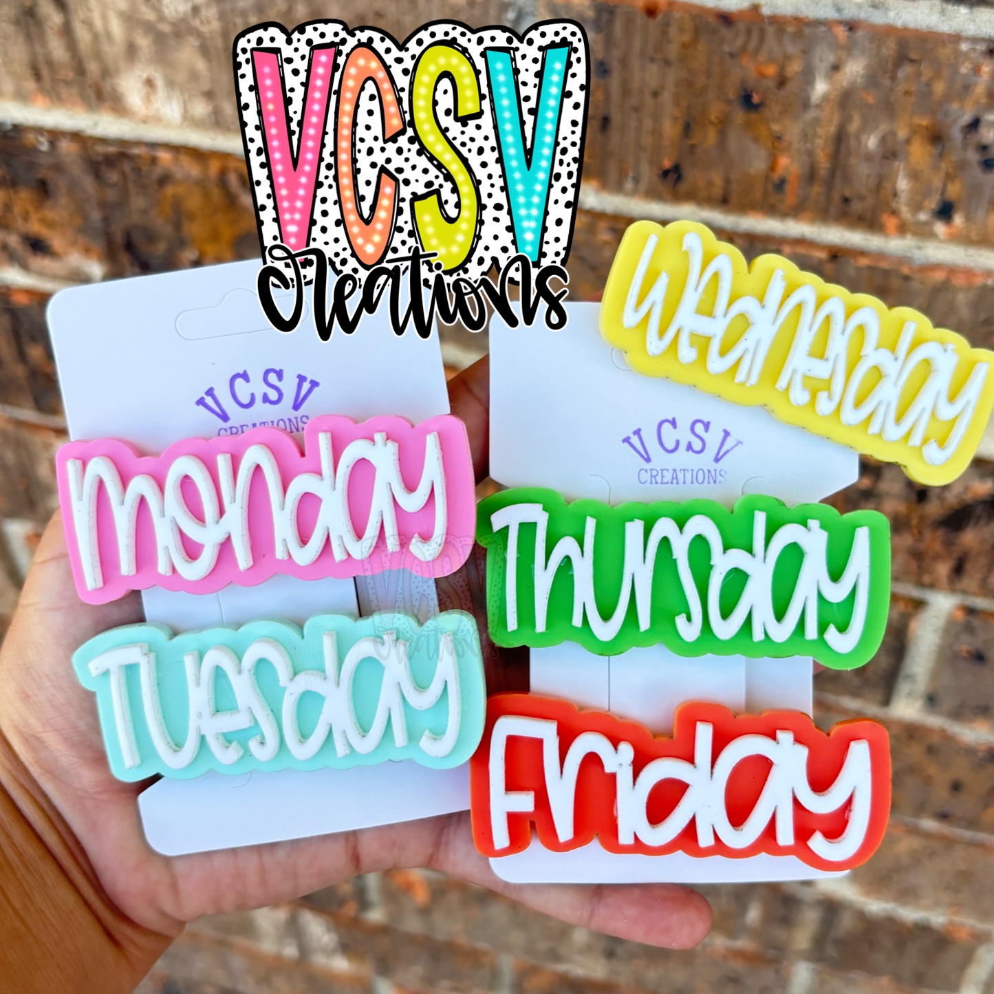 Days of the week Hair Clip set