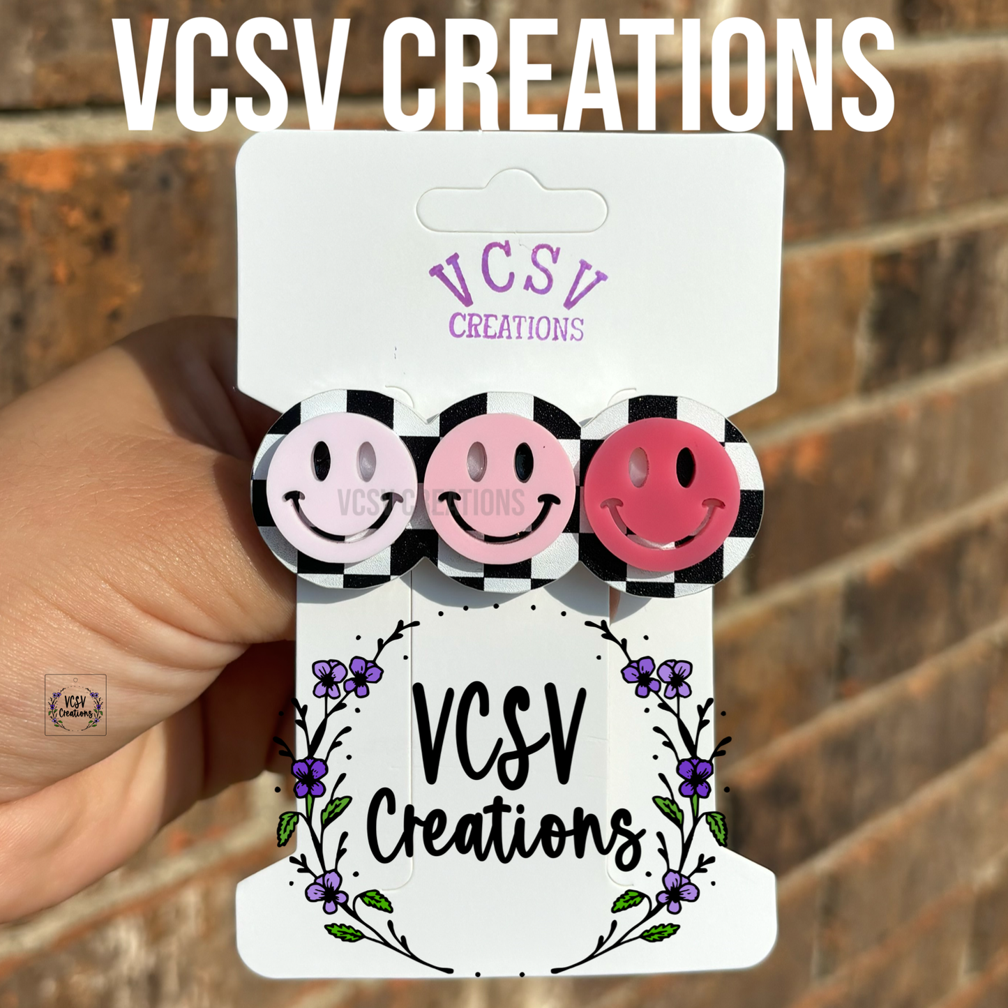 Pink Smiley face Hair Clip