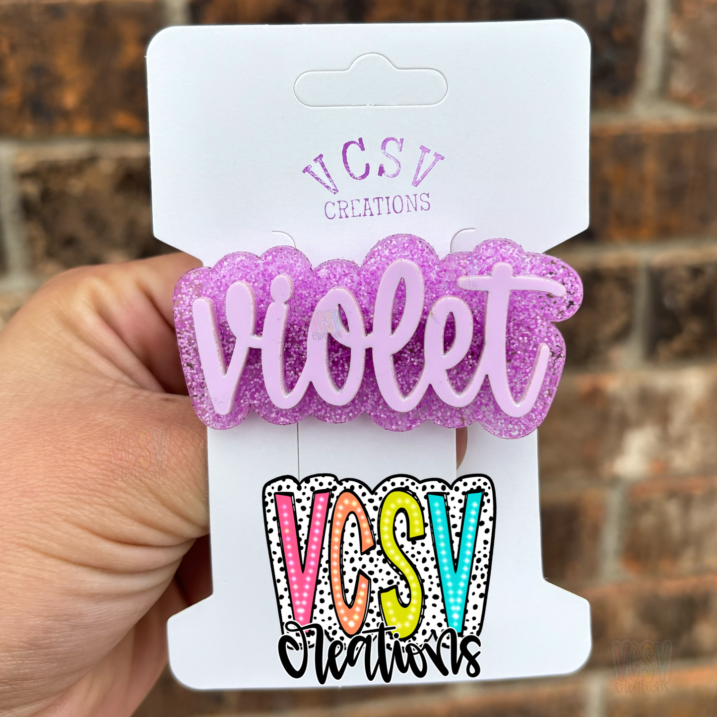 Neon purple glitter hair clip