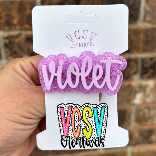 Neon purple glitter hair clip