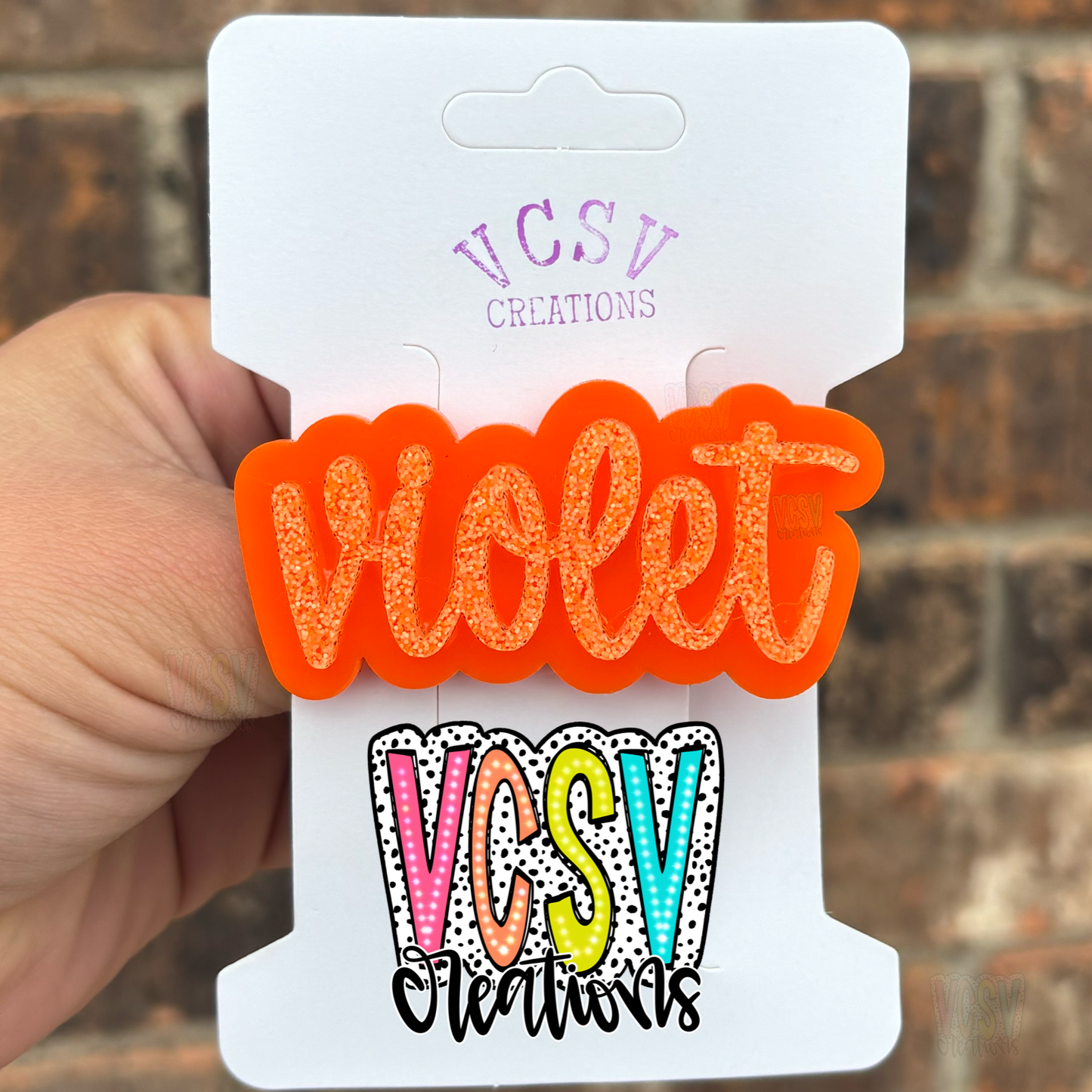 Orange +neon orange glitter hair clip