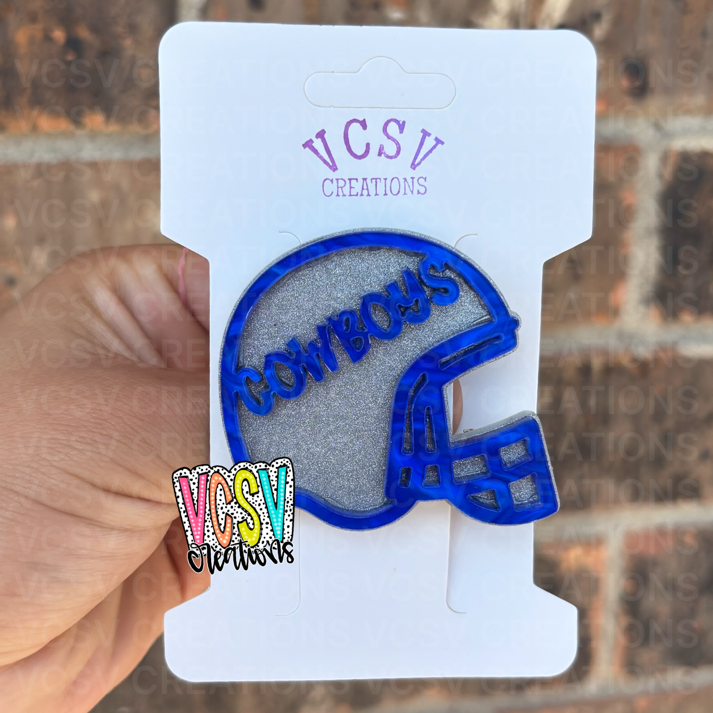 Silver cowboys Helmet hair Clip