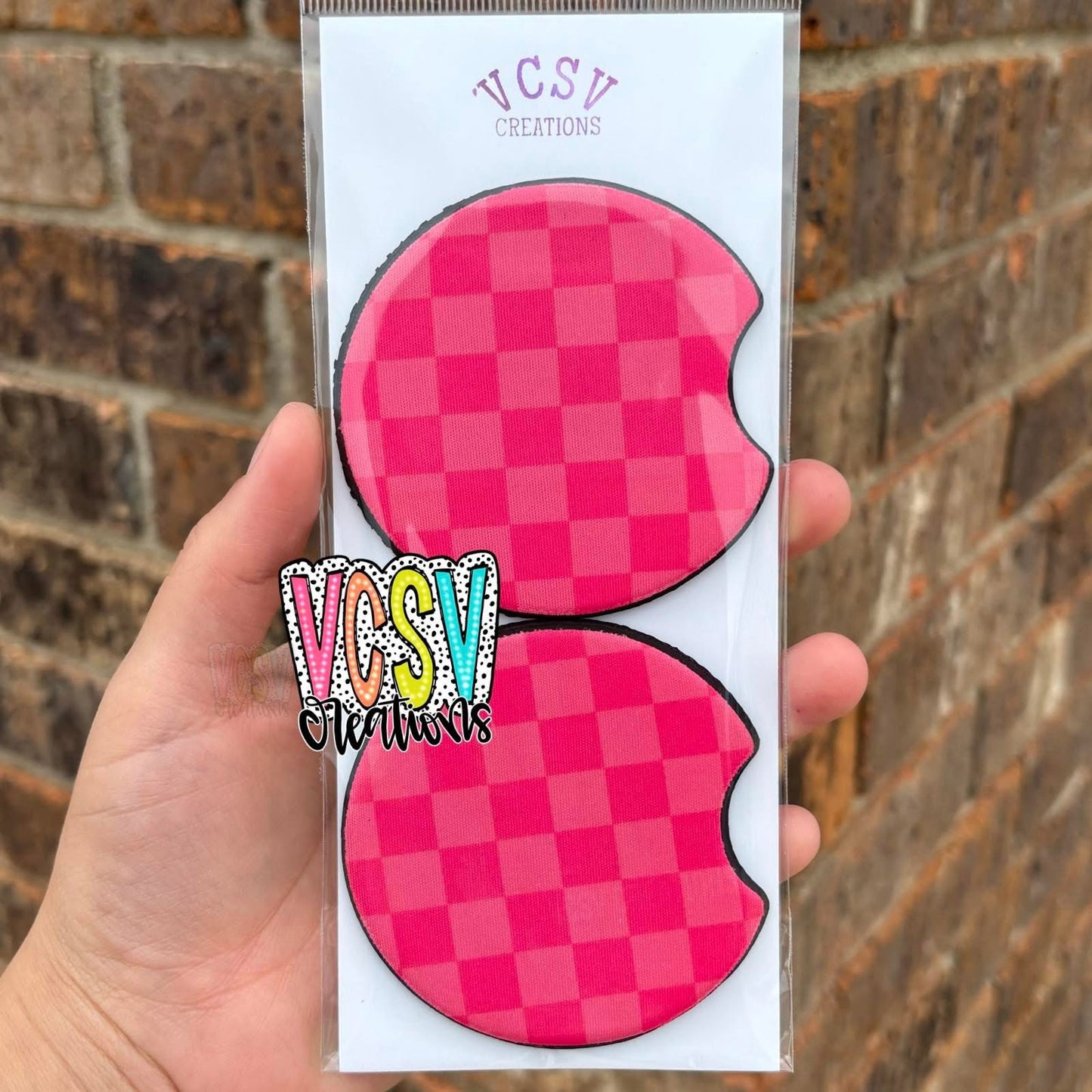 Pink Checkered Coasters
