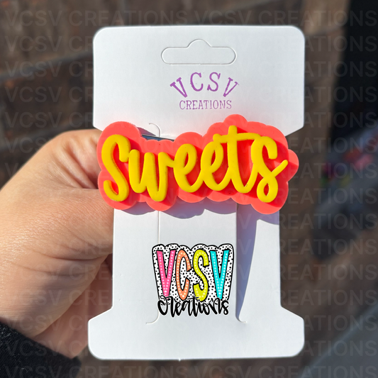 Electric coral + electric yellow hair clip