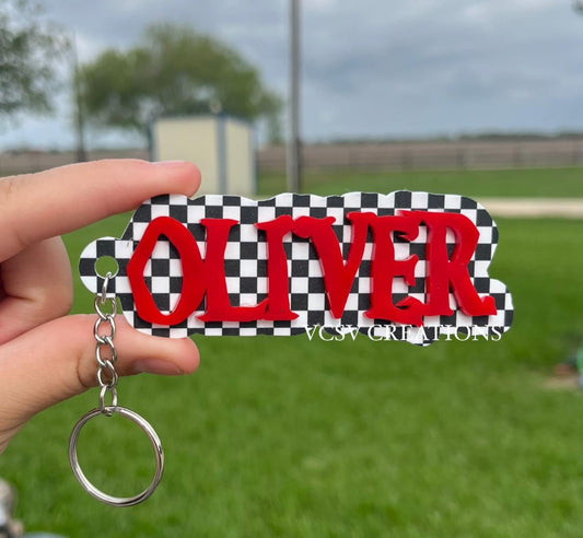 Checkered Keychain/bag tag