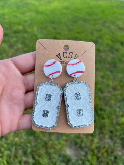 Baseball Number Earrings