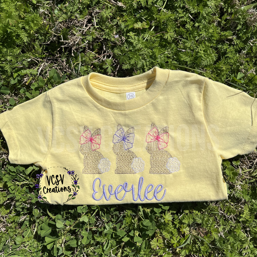 Easter Bunny’s embroidery Name Tee