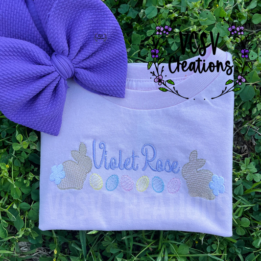 Easter Eggs embroidery Name Tee