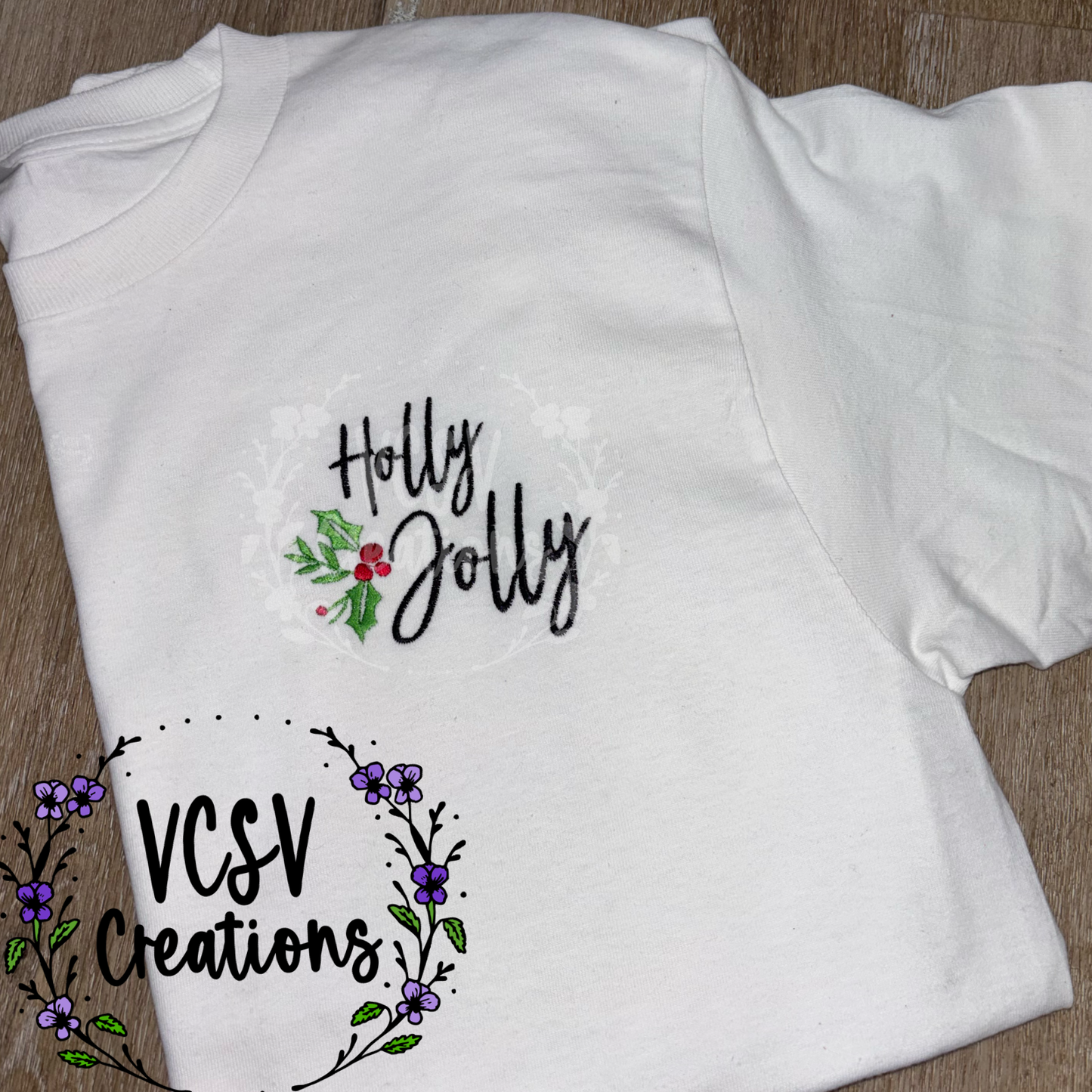 Holly Jolly Embroidery Tee