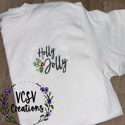 Holly Jolly Embroidery Tee