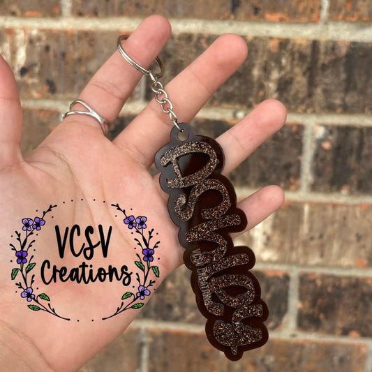 Brown Glitter keychain