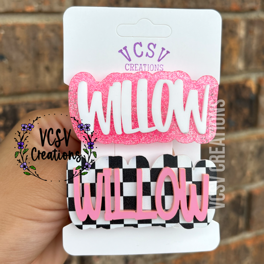 Willows Pink Clip set (one name per set)