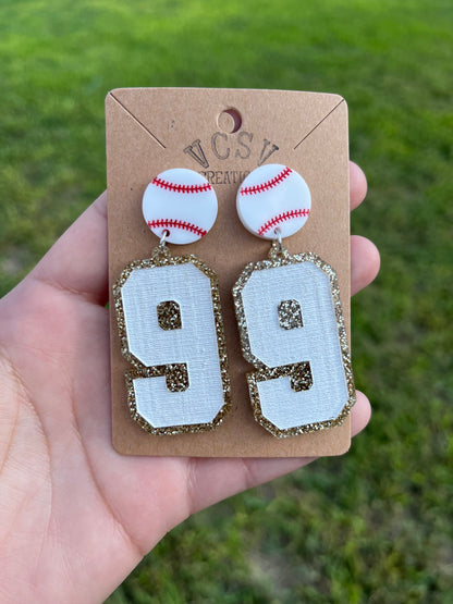 Baseball Number Earrings