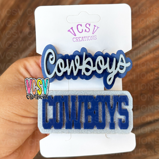 Cowboys hair Clip (silver+navy)