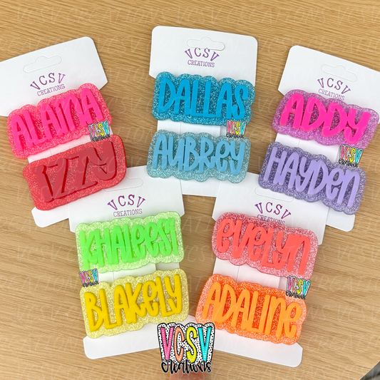 Neon Glitter Hair clips