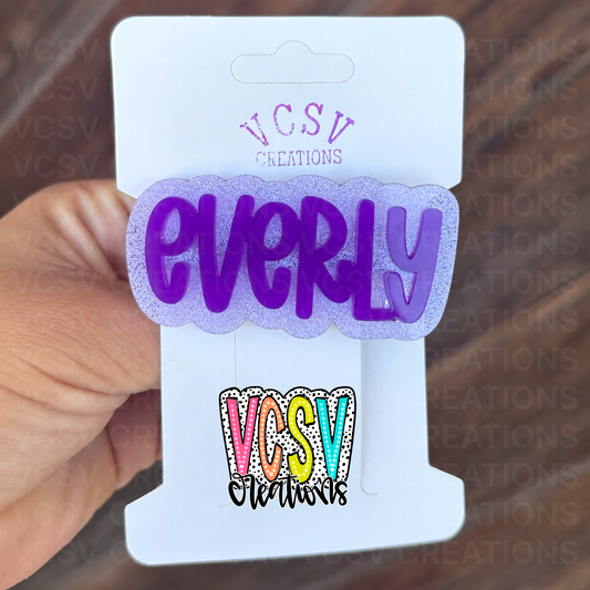 Lt purple glitter + purple clip