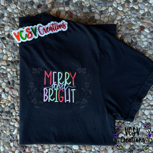 Merry&Bright Embroidery Tee