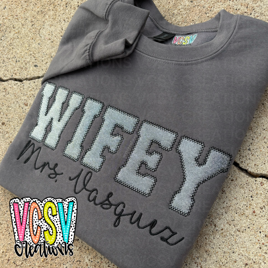 Sparkling Grey WIFEY embroidery 🩶