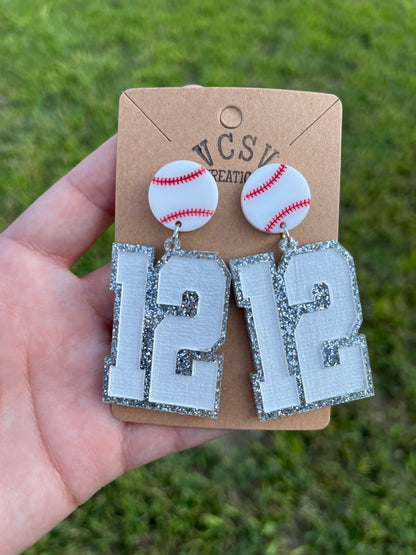 Baseball Number Earrings