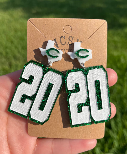 Cuero TX Number Earrings