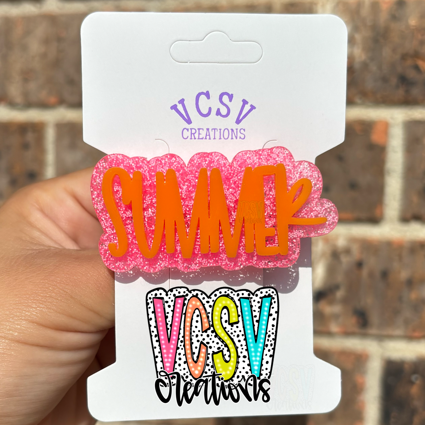 Hot pink glotter + neon orange Clip