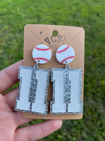 Baseball Number Earrings