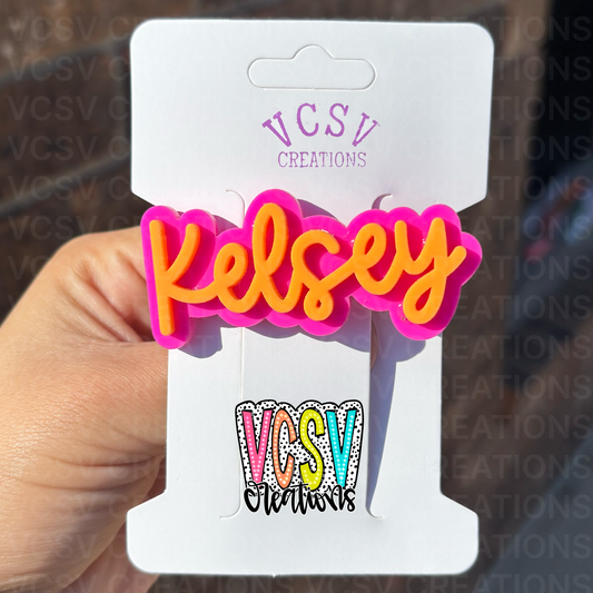 Electric pink + electric orange hair clip