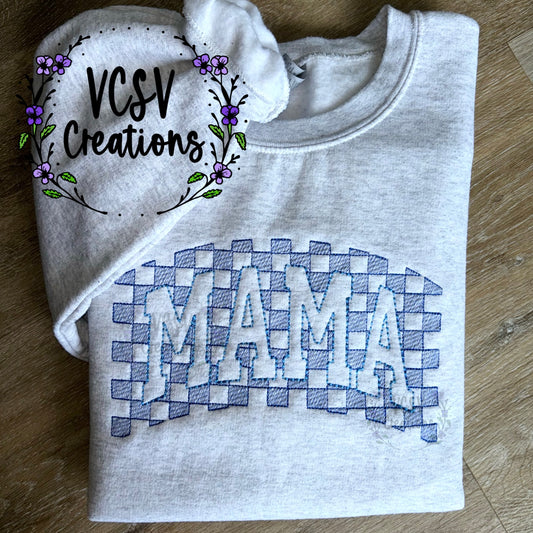 Checkered  Embroidered Mama