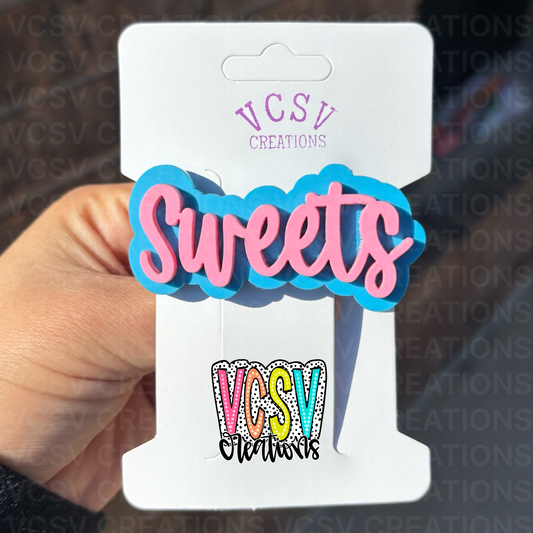 Electric blue + bubble gum hair clip