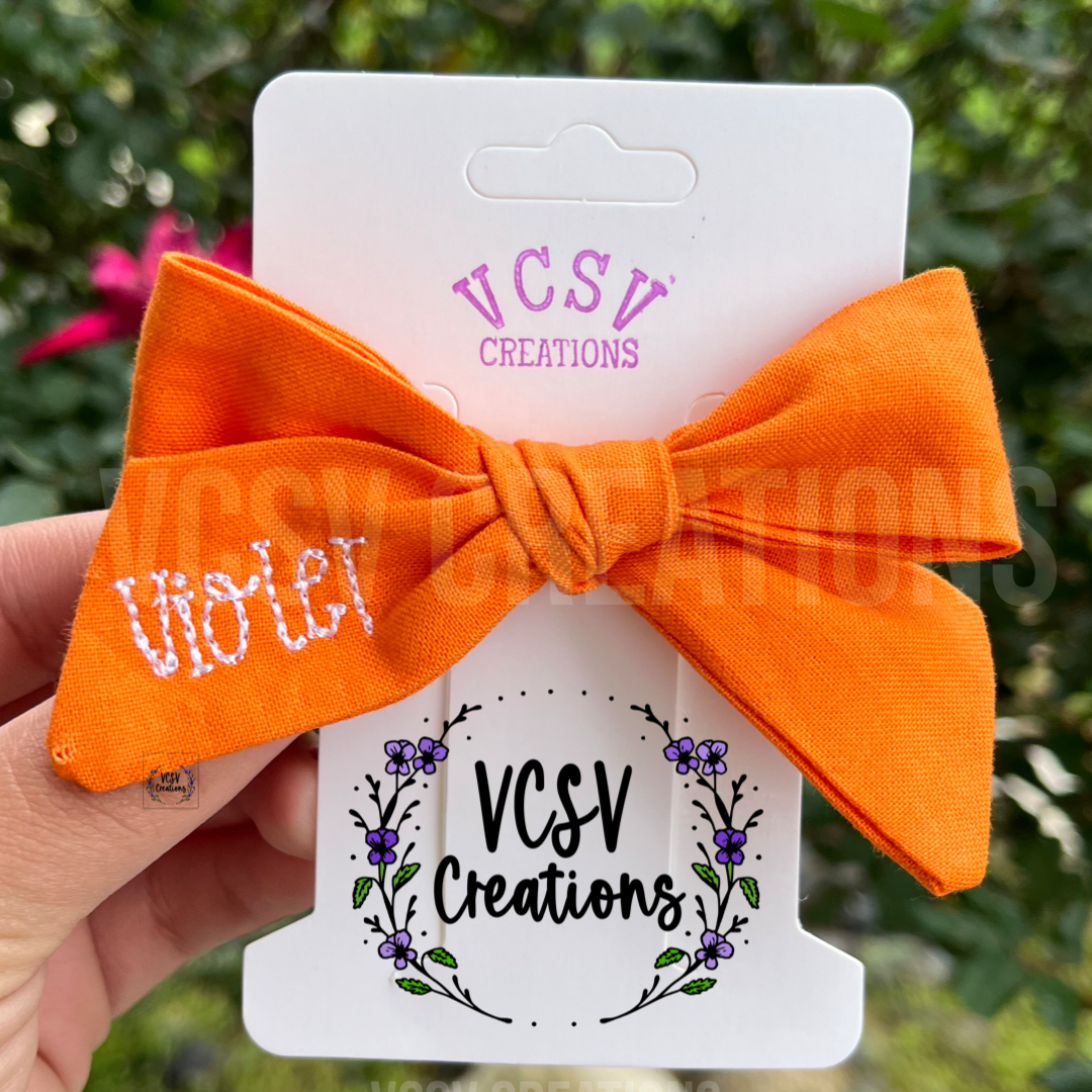 Orange Embroidered Bow