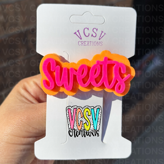 Electric orange + electric pink hair clip