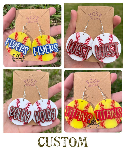 Custom Baseball/Softball Earrings