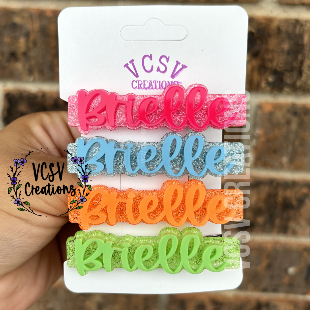 Neon Glitter Bar Clip set