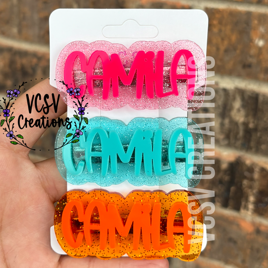 Neon Shimmer Clip set (one name per set)