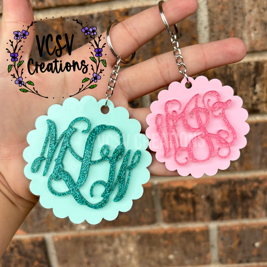 Monogram Scalloped Keychain